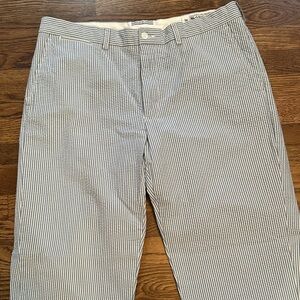 Ralph Lauren Men's Blue and White Striped Seersucker Chinos